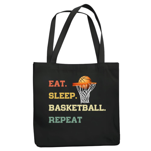 Basketball Gift for Fans Eat Sleep Repeat Design Navy Black Multicolor Canvas Tote Bag Basketball Gift for Fans Eat Sleep Repeat Design Navy Black Multicolor Canvas Tote Bag