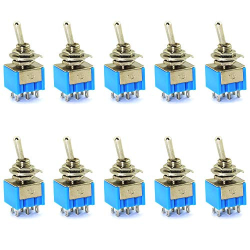 E-outstanding 10PCS MTS202 6 Pins 2 Positions Mini Toggle Switch 6A/125V 3A/250V for Arduino