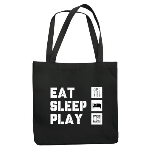 Eat sleep play Backgammon players Navy Black Multicolor Canvas Tote Bag