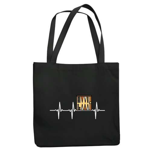 Backgammon Heartbeat Board for Backgammon players Navy Black Multicolor Canvas Tote Bag