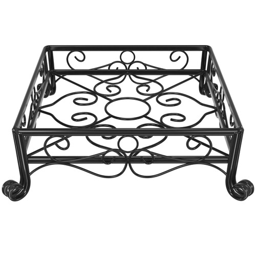 Yimobra Metal Plant Stand for Outdoor Indoor, Heavy Duty Flower Pots Holder Rustproof Wrought Iron Planter Stands Garden Square Supports Rack for Planter 10.3 Inch, Black