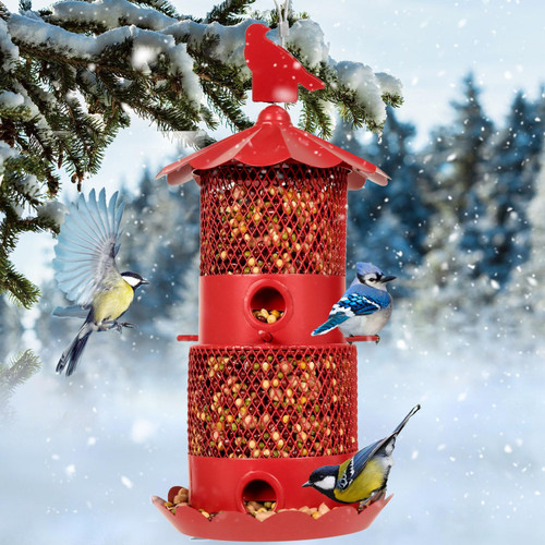 Metal Bird Feeder for Outside, Squirrel Proof Wild Bird Feeders for Outdoor Hanging,Large Bird Feeder for Cardinal Retractable 5.5 lbs Large Seed Capacity(Red) Metal Bird Feeder for Outside, Squirrel Proof Wild Bird Feeders for Outdoor Hanging,Large Bird Feeder for Cardinal Retractable 5.5 lbs Large Seed Capacity(Red)