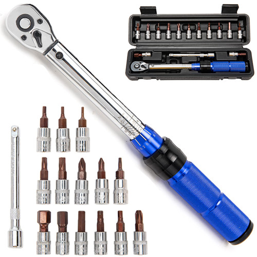 Beslands Bike Torque Wrench Set 1/4 inch Drive Click 17.7 in./lbs. to 212.4 in./lbs. (2-24Nm) Adjustable Inch Pound Torque Screwdriver Bicycle Torque Wrenchs Tool Kit for Road Mountain Bikes
