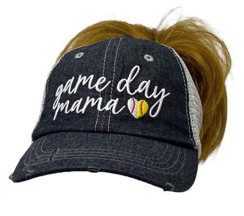 Cocomo Soul Womens Game Day Mama Hat | Game Day Mama Messy Bun High Ponytail Hat | Ball Mom Hat | Softball Mom Hat | Baseball Mom Hat 407 Dark Grey Cocomo Soul Womens Game Day Mama Hat | Game Day Mama Messy Bun High Ponytail Hat | Ball Mom Hat | Softball Mom Hat | Baseball Mom Hat 407 Dark Grey