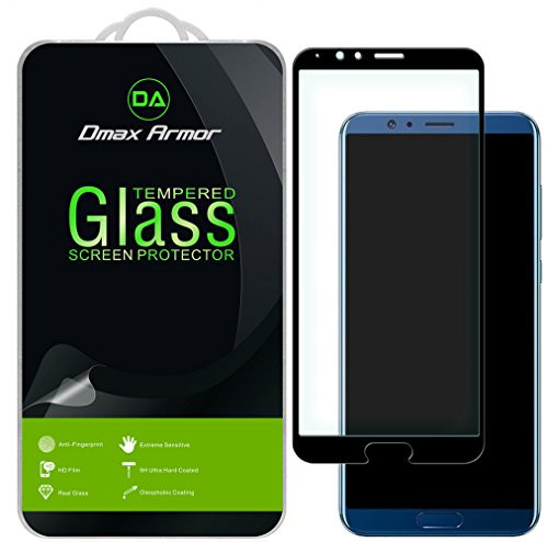 [2-Pack] Dmax Armor for Huawei Honor V10 Screen Protector, (Full Screen Coverage) [Tempered Glass] Anti-Scratch, Anti-Fingerprint, Bubble Free, (Black)