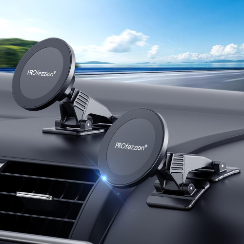 PROfezzion 2-Pack Compatible with MagSafe Car Mount, Magnetic Phone Holder for Car Dashboard, Home & Office Compatible with iPhone 15 14 13 12 Pro Max Plus, Mag-Safe Case & All Phones