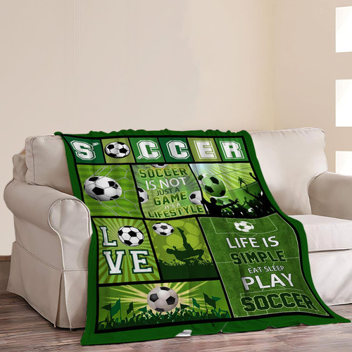 Soccer Blanket Warm Cozy Inspirational Sports Soccer Football Fleece Plush Decor Throw Blanket Ultra Soft Lightweight All Season Fuzzy Blanket Gifts for Girls Boys Women Men Bed 40"X50"