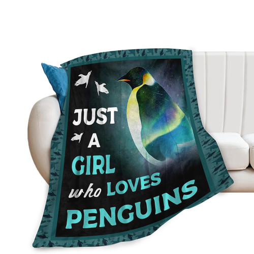 Penguin Blanket Soft Cozy Warm Cute Penguin Plush Throw Blanket Fleece Just A Girl Who Loves Penguin Bedding Blanket Gifts for Kids Girls Boys Women 40"X50"