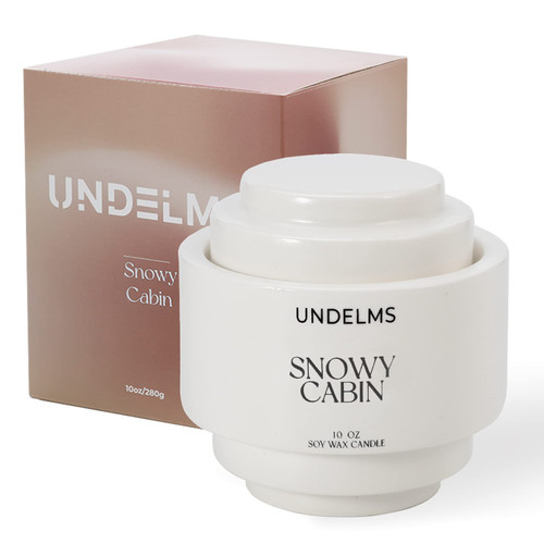 UNDELMS Candle Cedar, Rose & Citrus Scented Soy Candle | 10 oz Ceramic Jar Candle for Home Fragrance Snowy Cabin 2 Wick Aromatherapy Candle for Men & Women | 50 Hours Burn Time UNDELMS Candle Cedar, Rose & Citrus Scented Soy Candle | 10 oz Ceramic Jar Candle for Home Fragrance Snowy Cabin 2 Wick Aromatherapy Candle for Men & Women | 50 Hours Burn Time