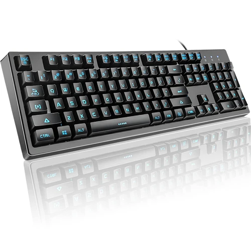 VINMEN Black Gaming Keyboard with LED Backlit Wired USB 104 Keys White Backlit Keyboard Waterproof Fresh Style Computer Game Keyboard for PC Mac Laptop