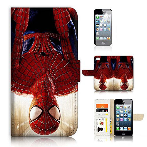 ( For iPhone 8 Plus / iPhone 7 Plus ) Flip Wallet Case Cover & Screen Protector Bundle - A21311 Spiderman
