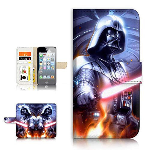 (for iPhone 8 Plus/iPhone 7 Plus) Flip Wallet Case Cover & Screen Protector Bundle - A21614 Starwars Darth Vader