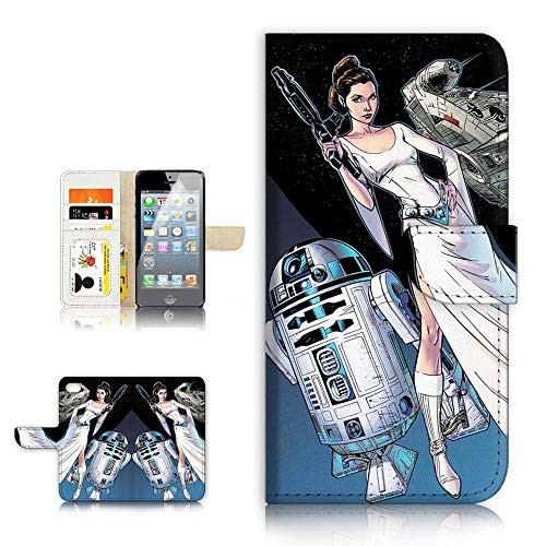 (for iPhone 8 Plus/iPhone 7 Plus) Flip Wallet Case Cover & Screen Protector Bundle - A21699 Starwars Princess Leia