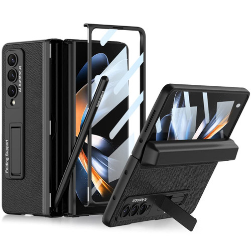 KumWum Z Fold 4 Case, Phone Case for Samsung Galaxy Z Fold 4 Built-in Screen Protector Full Body Cover with S Pen Holder Hinge Protection & Kickstand for Galaxy Z fold 4 5G - Black