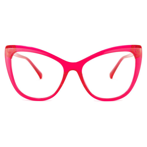 Zeelool Stylish TR90 Oversized Cat Eye Blue Light Blocking Glasses for Women Shelby OT414973-06 Bright-Pink