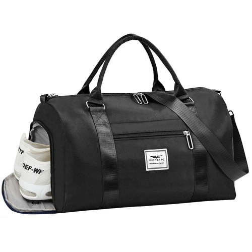 FIORETTO Gym Tote Bag Duffle Bag with Separated Shoes Compartment & Wet Pocket, Travel Bag Weekend Overnight Bags, Water-Resistant Carry On Bag Hospital Holdalls for Women Black FIORETTO Gym Tote Bag Duffle Bag with Separated Shoes Compartment & Wet Pocket, Travel Bag Weekend Overnight Bags, Water-Resistant Carry On Bag Hospital Holdalls for Women Black