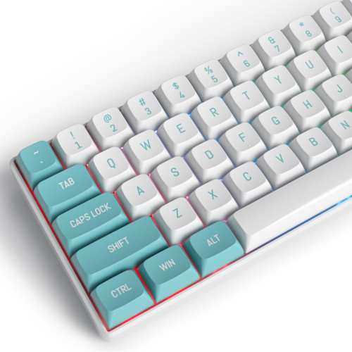 Ussixchare 118 Keys Keycaps PBT Double-Shot Keycaps CSA Profile Custom Keycaps Set for 60% 80% Cherry MX Gateron Kailh Switches Mechanical Gaming Keyboards(Cyan White)