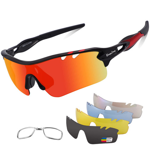 Polarized Sports Sunglasses for Men Women with 5 Interchangeable Lenes for Cycling Sunglasses Running Baseball Finishing Polarized Sports Sunglasses for Men Women with 5 Interchangeable Lenes for Cycling Sunglasses Running Baseball Finishing