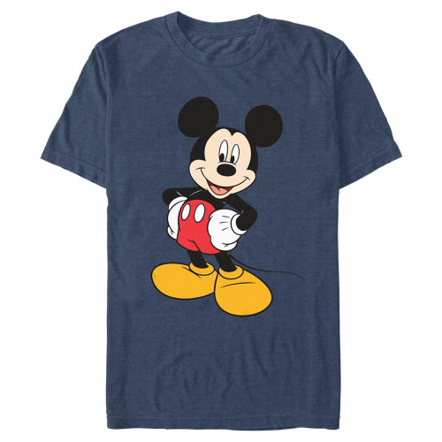 Disney Men's Classic Mickey Mouse Full Size Graphic Short Sleeve T-Shirt, Navy Heather