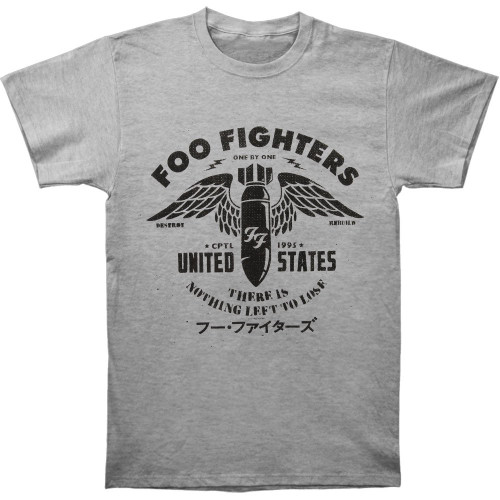 FEA Men's Foo Fighters Winged Bomb Nothing Left to Lose T-Shirt, Heather Grey, Medium