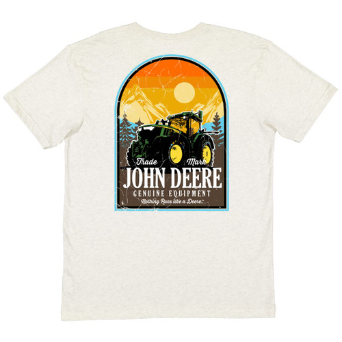 John Deere Men's Tractor Mt Short Sleeve T-Shirt-Oatmeal-XL