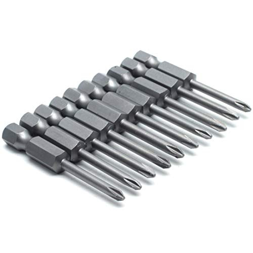 Mecion 4x50mm 1/4" Hex Shank 3mm PH1 Magnetic Phillips Head Screwdriver Bits S2 Pack of 10