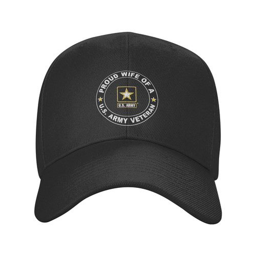 U.S. Army Veteran Proud Wife Baseball Cap Unisex Casquette Fisherman Dad Hat Summer Cap Adjustable Ball Cap Black