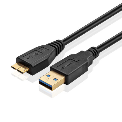 TNP USB 3.0 Cable - Micro-B to Type A (10 FT) Type A-Male to Micro B Male Adapter Converter Extension Gold Plated SuperSpeed USB Connector Port Plug Wire Cord - Black