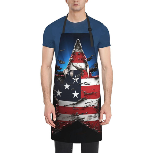RLDOBOFE Flag stars print Waterproof Apron with 2 Pockets Adjustable Bib Unisex Apron Chef Aprons Cooking Aprons for Kitchen Painting Gardening