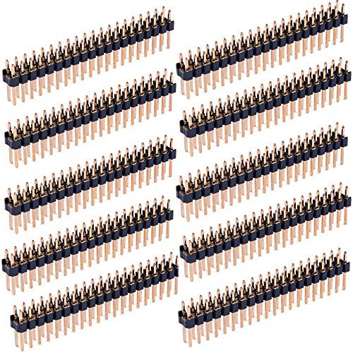 DIKAVS Break-Away 0.1" 2x20-pin Strip Dual Male Header for Raspberry Pi Zero GPIO (Pack of 10)