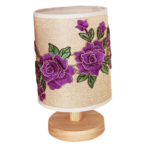 Homoyoyo Fabric Flower Table Lamp Simple Bedroom Lamp Nightstand Lamp with USB Nightstand Night Light Cloth Table Lamp Small Table Lamp Reading Lamp Bedroom Lights Purple It Can Move Wood