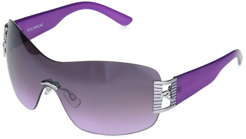 Rocawear womens R387 Frameless UV Protective Vented Shield Sunglasses Gifts for Women with Flair 130 mm, Silver & Purple, mm US