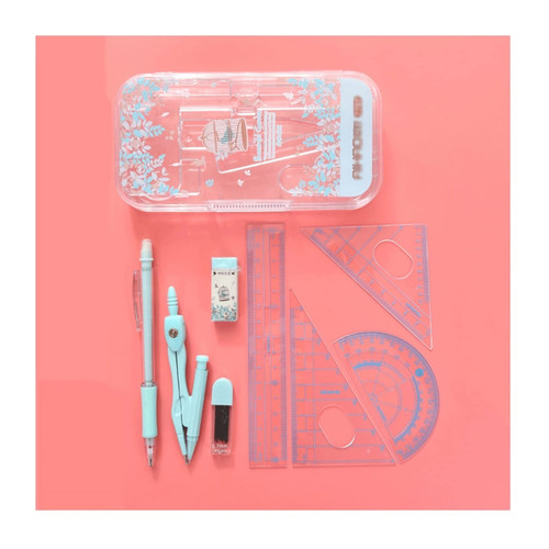 BABETT Drawing Compass Drafting Tools Compass Ruler Set Student Geometry Math Set Metal 8-Piece Measurement Design Compass Drawing Tool Math Geometry Kit Math Ruler Kit (Color : A)