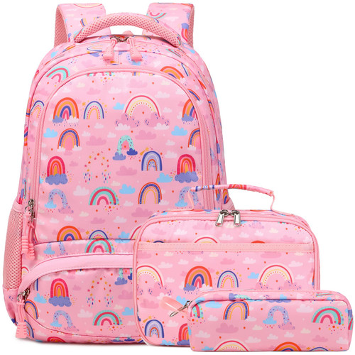 Dafelile Rainbow Backpack for Girls School Backpack for Girls Rainbow Bookbag School Bag Set for Elementary Back to School