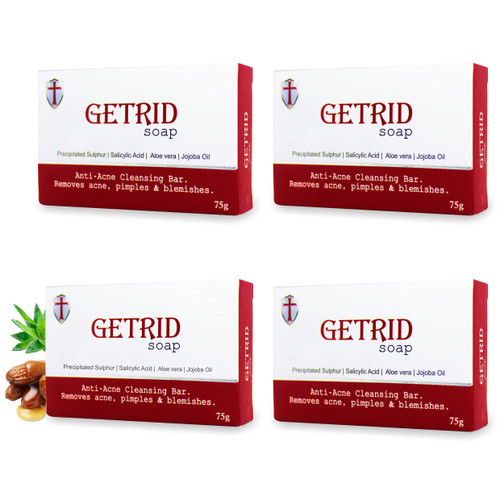 GETRID Astringent Face & Body Soap Enriched with Salicylic acid and Sulphur/Sulfur Cleansing Bar for Skin Prone to Acne & Blemishes Protection Soap for Oily Skin (Pack of 4) GETRID Astringent Face & Body Soap Enriched with Salicylic acid and Sulphur/Sulfur Cleansing Bar for Skin Prone to Acne & Blemishes Protection Soap for Oily Skin (Pack of 4)