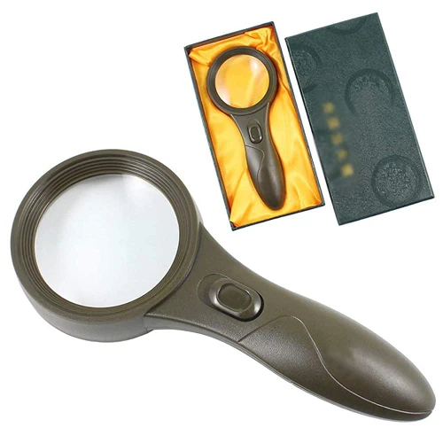 FairUo Magnifying Glasses,Magnifying Glass with Light, 6X Hd Lens Handheld Illuminated Magnifier 5 Led and Uv Lamp for Banknote Inspection Reading Coins Stamps Textile Jewelry
