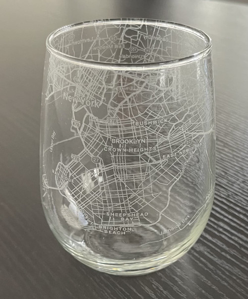 Stemless 17oz Wine Glass Urban City Map Brooklyn New York Stemless 17oz Wine Glass Urban City Map Brooklyn New York