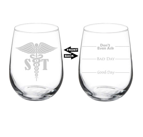MIP Wine Glass Goblet Two Sided ST Speech Therapist (17 oz Stemless)
