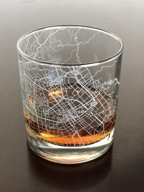 Rocks Whiskey Old Fashioned 11oz Glass Urban City Map San Jose California Rocks Whiskey Old Fashioned 11oz Glass Urban City Map San Jose California