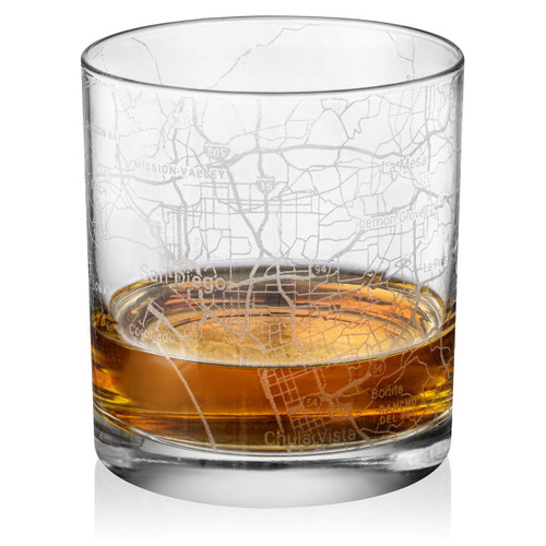 Rocks Whiskey Old Fashioned 11oz Glass Urban City Map San Diego California Rocks Whiskey Old Fashioned 11oz Glass Urban City Map San Diego California
