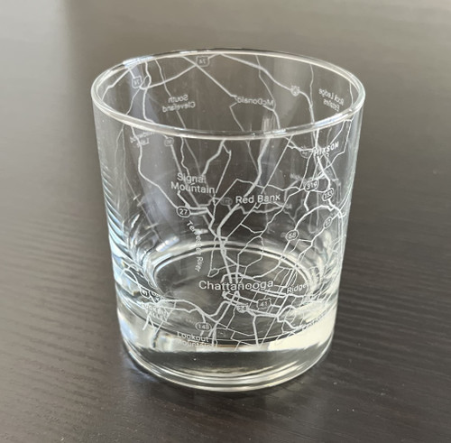 Rocks Whiskey Old Fashioned 11oz Glass Urban City Map Chattanooga Tennessee