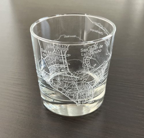 Rocks Whiskey Old Fashioned 11oz Glass Urban City Map Lima Peru