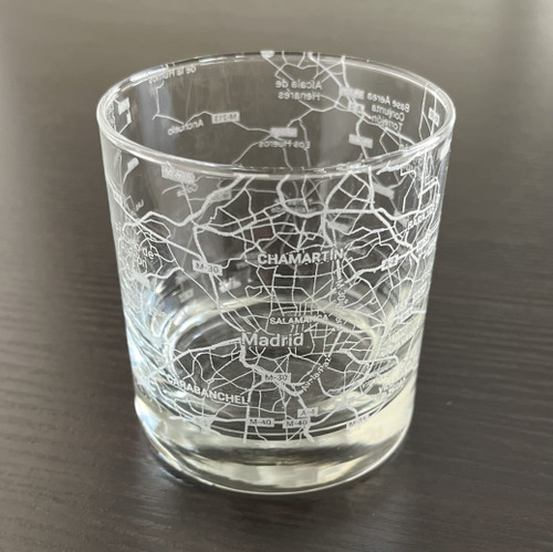 Rocks Whiskey Old Fashioned 11oz Glass Urban City Map Madrid Spain