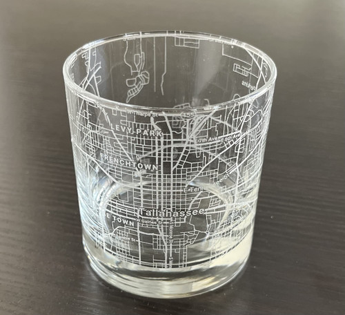 Rocks Whiskey Old Fashioned 11oz Glass Urban City Map Tallahassee Florida