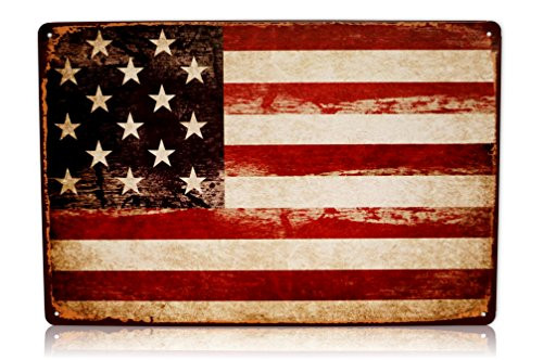 America USA Flag Man Cave Decor Sign United States American Vintage Retro Metal Tin Military Signs Size: 8x12 Inches