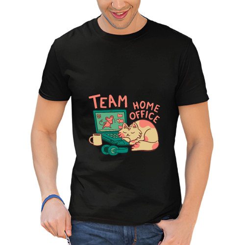 Gift for Home Office Workers Cat Sleeping Next to Laptop for Remote Workers Men Women Black Multicolor T shirt