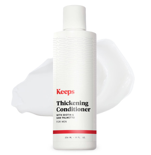 Keeps Hair Thickening Conditioner for Fuller, Thicker Looking Hair, 8 Ounces - Hair Loss, Thinning & Regrowth Treatment - DHT Blocker for Men - Infused with Biotin, Caffeine, & Saw Palmetto Keeps Hair Thickening Conditioner for Fuller, Thicker Looking Hair, 8 Ounces - Hair Loss, Thinning & Regrowth Treatment - DHT Blocker for Men - Infused with Biotin, Caffeine, & Saw Palmetto
