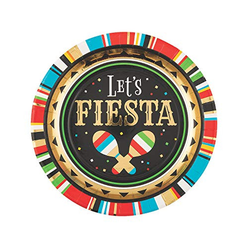 Fun Express - Viva Fiesta Dinner Plates (8pc) for Cinco de Mayo - Party Supplies - Print Tableware - Print Plates & Bowls - Cinco de Mayo - 8 Pieces