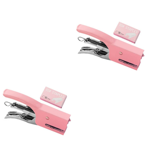 HAPINARY 2 Sets Hand-held Stapler Compact File Stapler Professional Stapler Large Capacity Stapler Small Stapler Papers Daily Home Tools Portable Paper Stapler Books Office Staples Metal