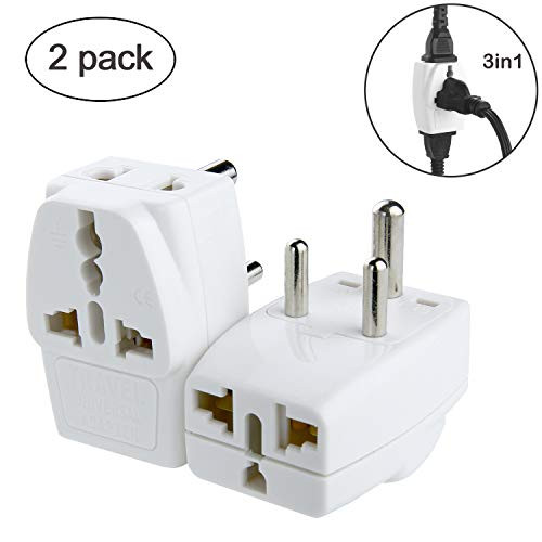 India Africa Plug 3 in 1 Universal Outlet, Travel Adapter Plug with Dual USB